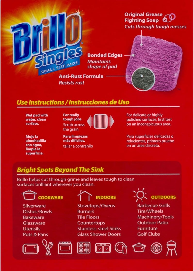 Brillo Single Use Steel Wool Soap Pads, Smaller Size Original Red Scent, 15 Count Pack of 1 - Image 4